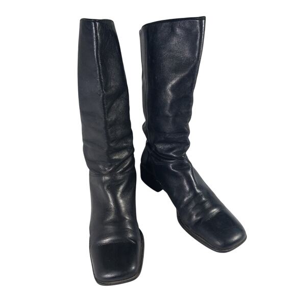 NATURALIZER! BLACK GENUINE LEATHER SQUARE TOE MID CALF/ANKLE BOOTS! SZ 8.5M - Picture 2 of 11